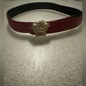 Versace red leather belt
